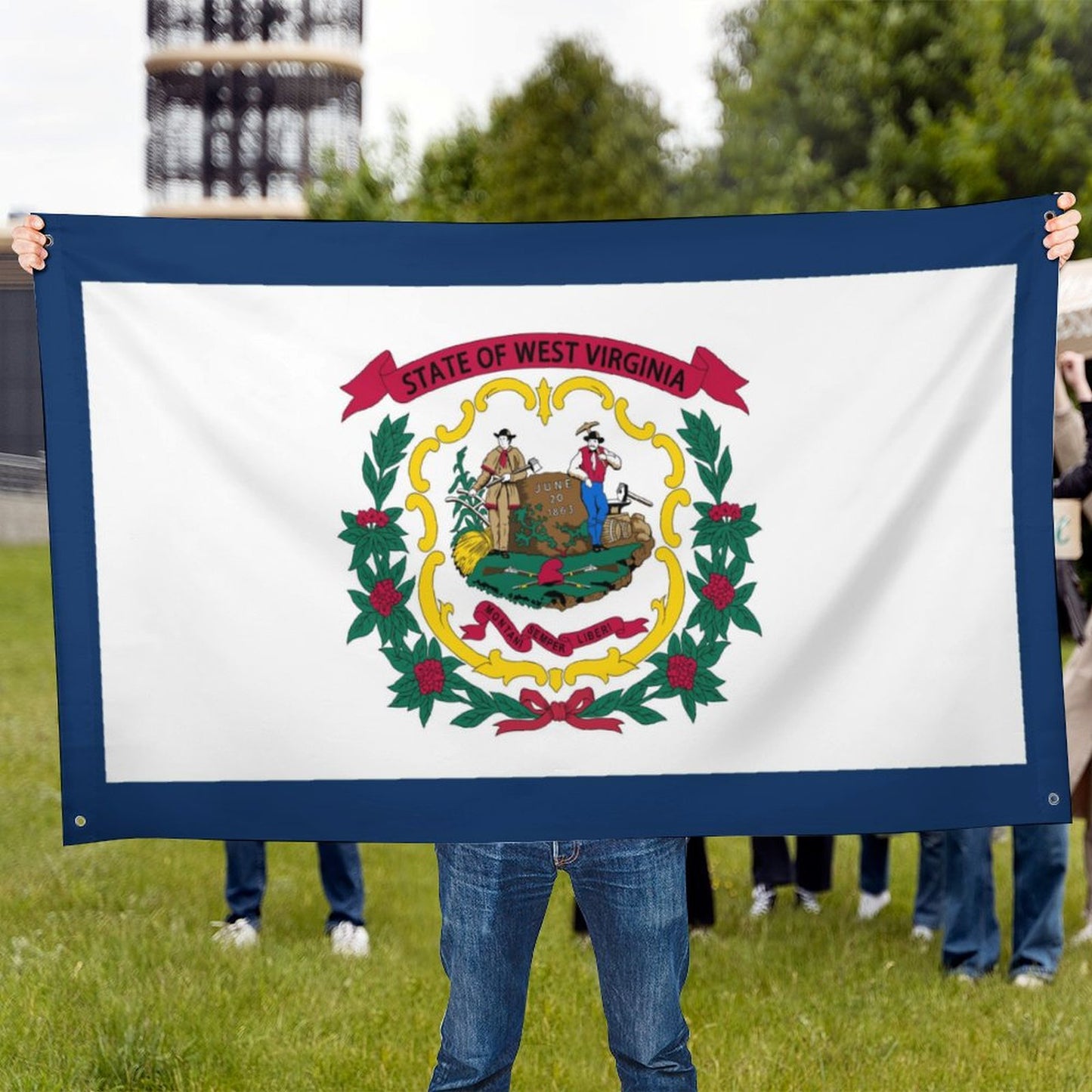 West Virginia Flag Inspired Wall Mount Flag with Four Grommets (35x59 in)