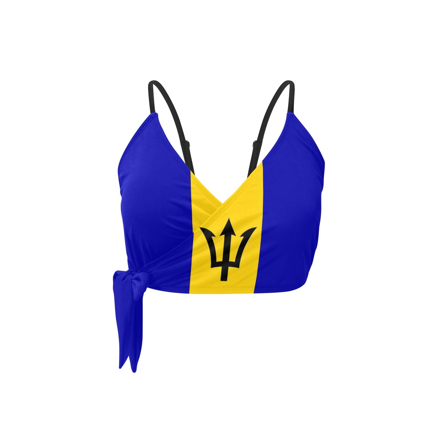 Barbados Flag Inspired Knot Side Bikini Top