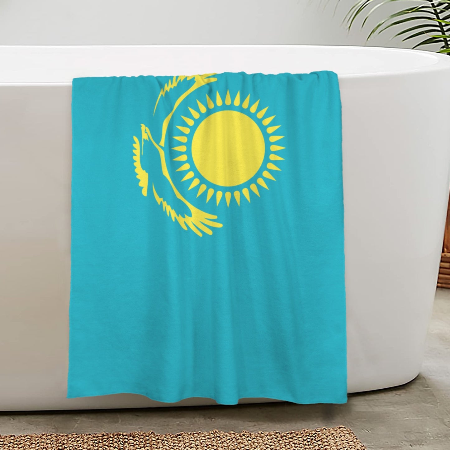 Kazakhstan Flag Inspired Custom Bath Towel 29"x58"(Made in USA)
