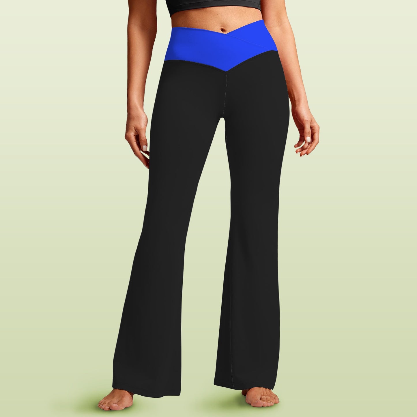 Thin Blue Line Flag Inspired Women's V-Crossover High Waisted Flare Leggings