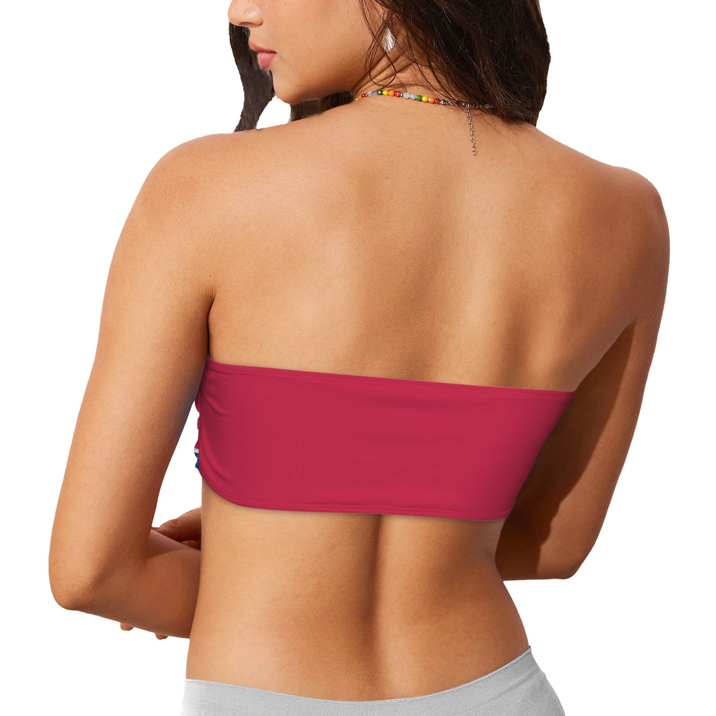 Confederate States Battle Flag Inspired (front only) Chest Wrap Bikini Top (Model S36)