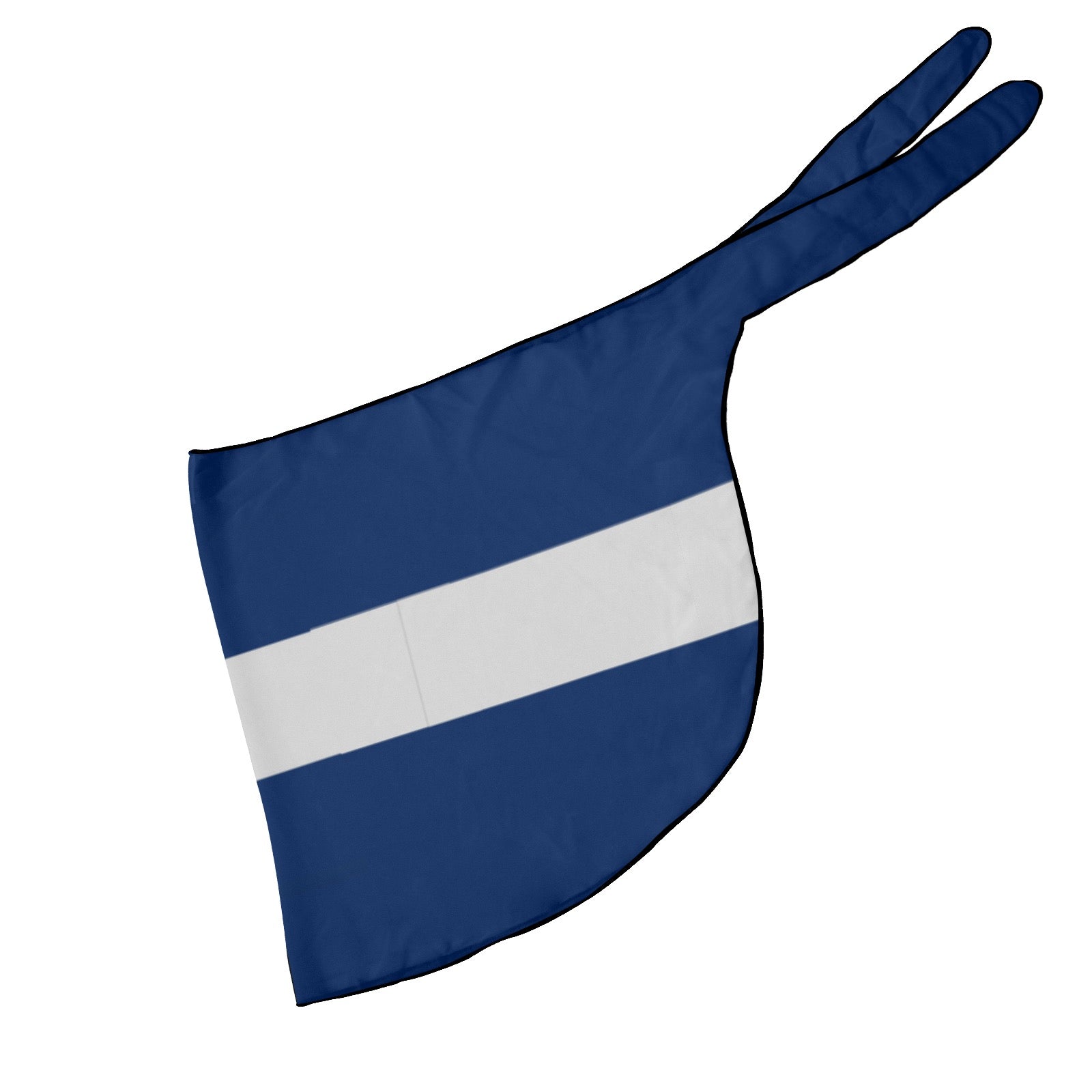 [Brand] blue and white stripe cycling cap with tail.