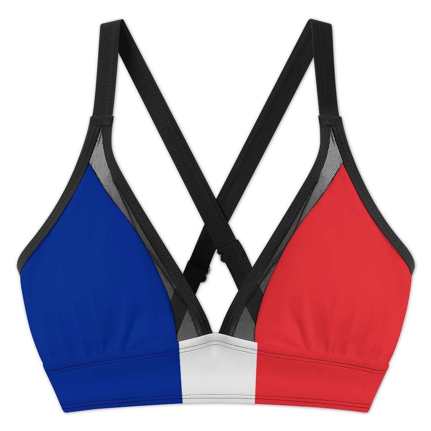 France Flag Inspired Women's Mesh Drawstring Skirt and Swimsuit Set
