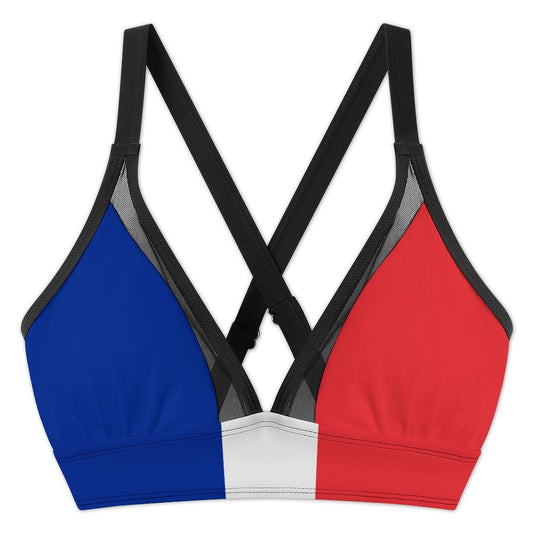 France Flag Inspired Women's Mesh Drawstring Skirt and Swimsuit Set