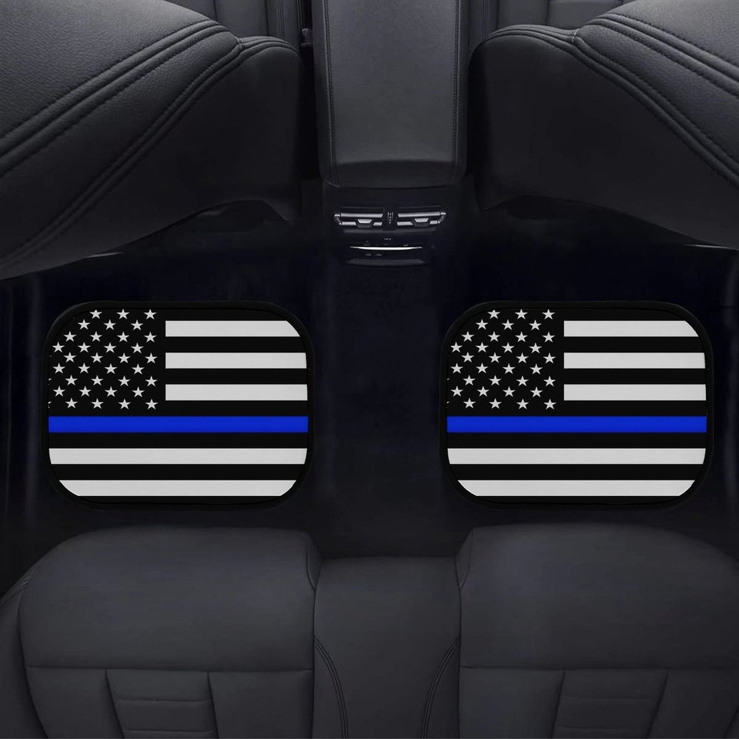 Thin Blue Line Flag Inspired Car Floor Mats(4pcs)