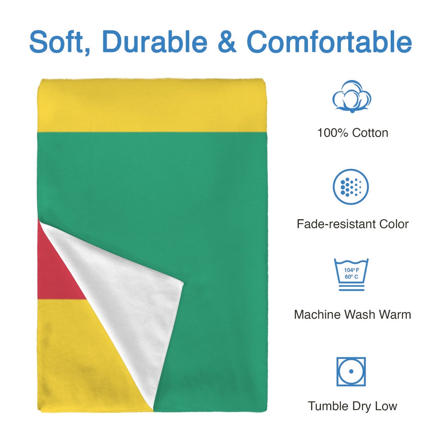 Guinea Flag Inspired Custom Bath Towel 29"x58"(Made in USA)