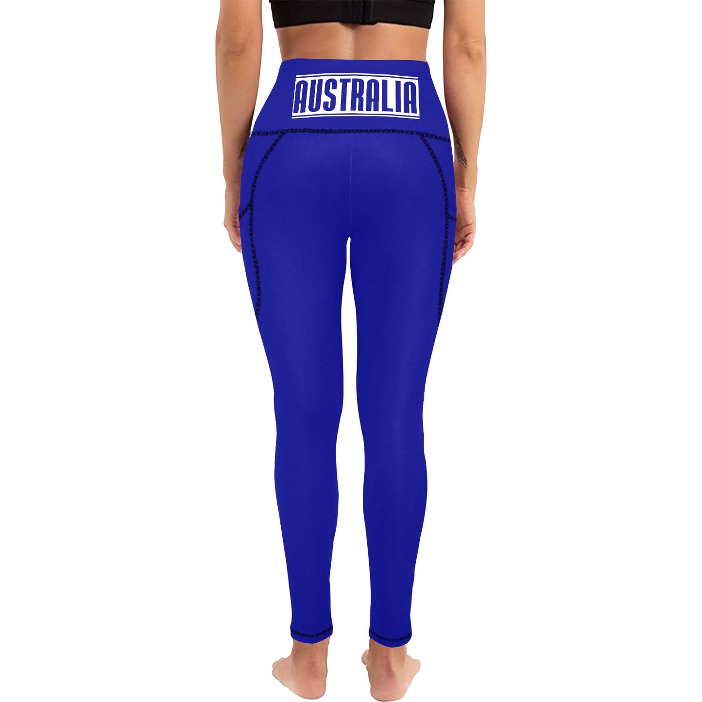 Australia Flag Inspired Women's High Waist Leggings with Pockets