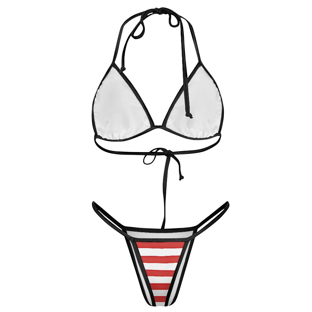 USA/American Flag Inspired Women's Triangle Bikini with Thong Bottom