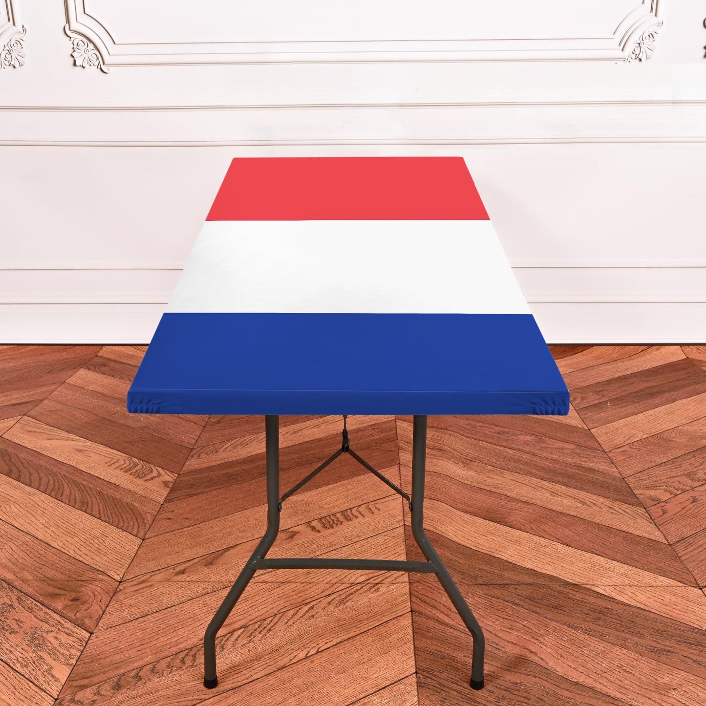 France Flag Inspired Custom Elastic Fitted Tablecloth 72x30 inch (Made in the USA)