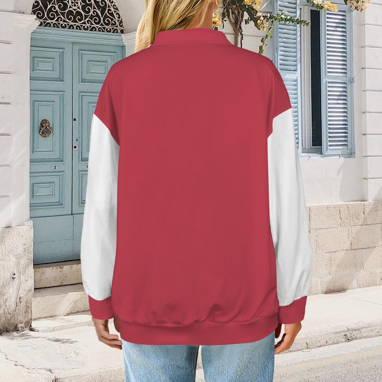 American Flag Heart Women's Quarter Zip Pullover Sweatshirt
