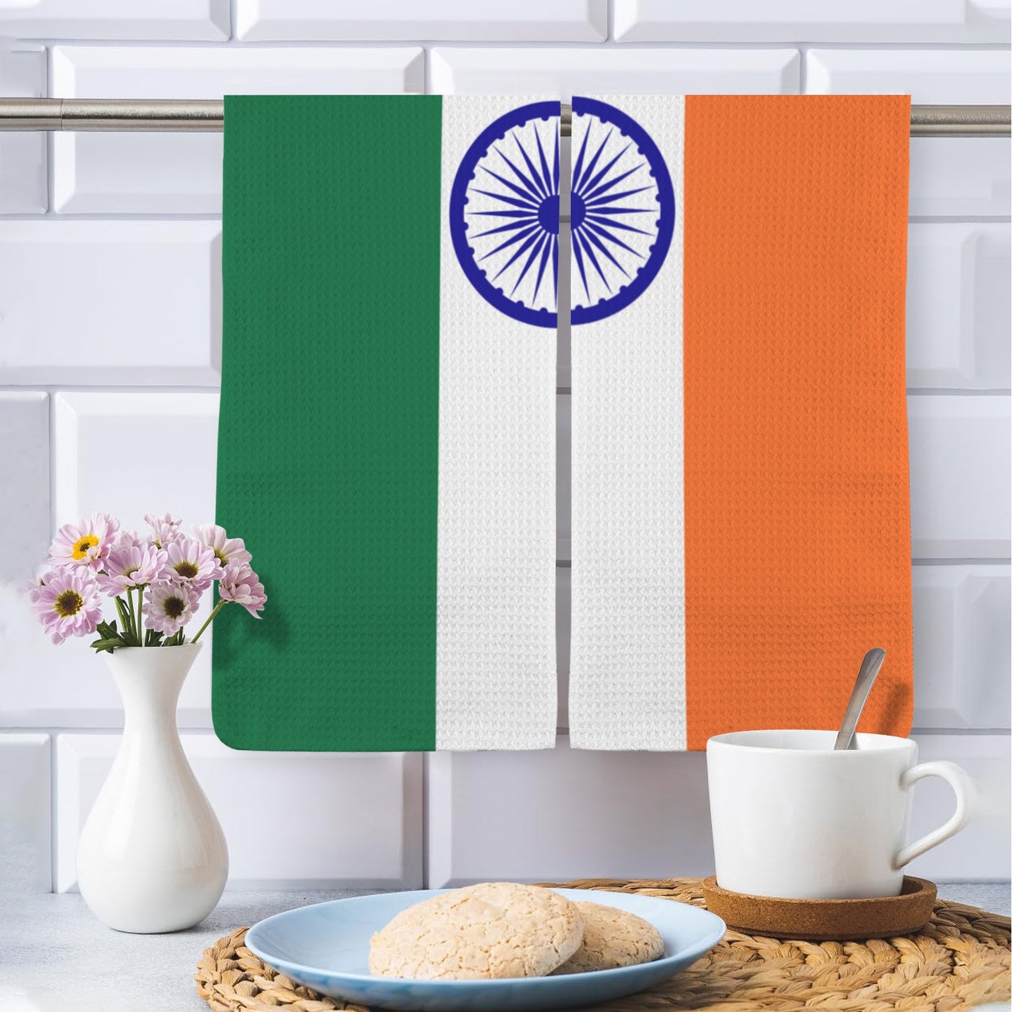 India Flag Inspired Kitchen Towel 40X60cm (Pack of 2) (Made in the USA)