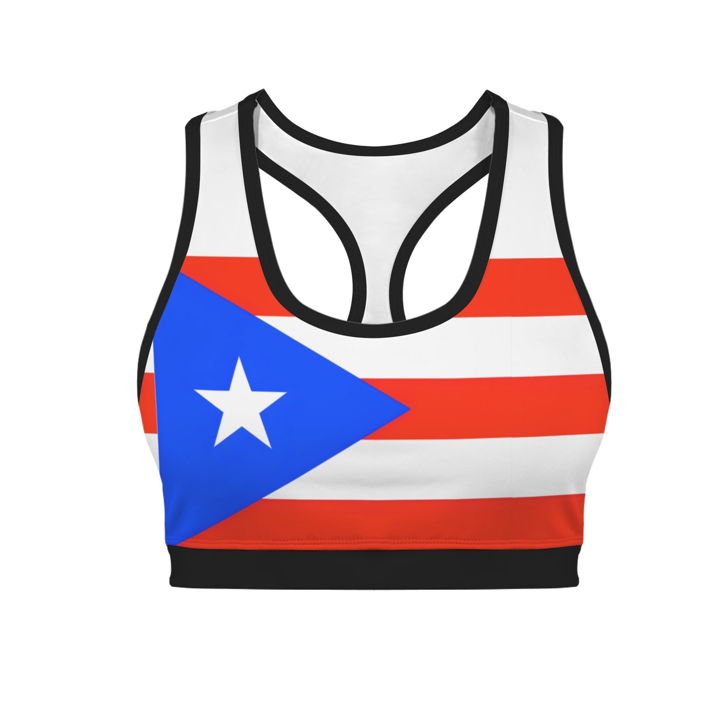 Puerto Rico Flag Racerback Sports Bra