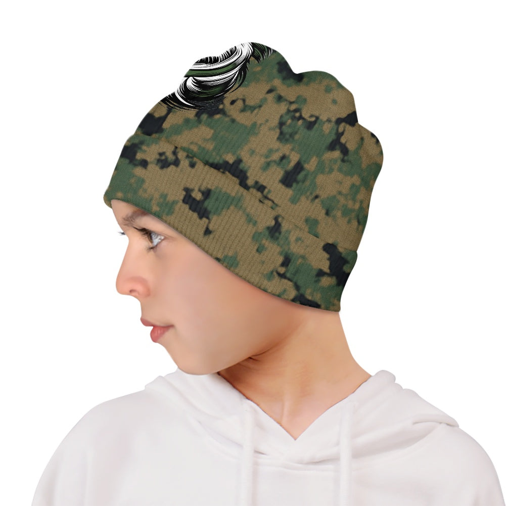 Thin Green Line Flag Inspired Eagle on Digital Camo Kids' Beanie