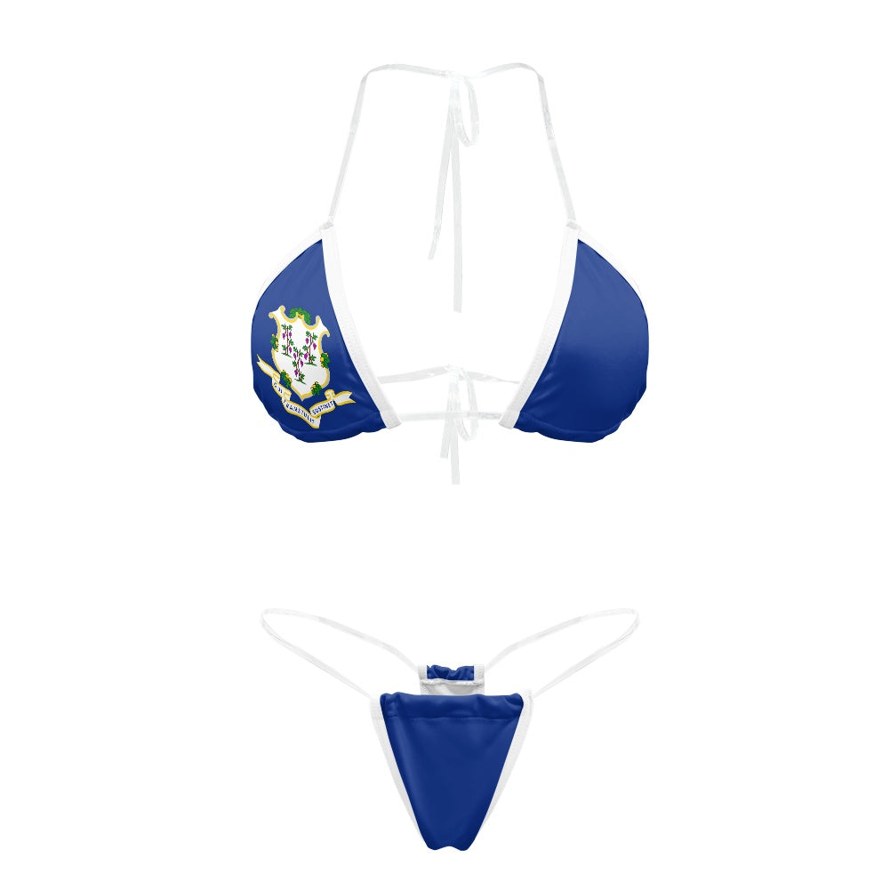 Connecticut Flag Transparent String Thong Bikini
