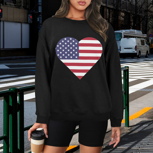 USA/American Flag Inspired Heart Unisex Fleece Sweatshirt (Made in the USA)
