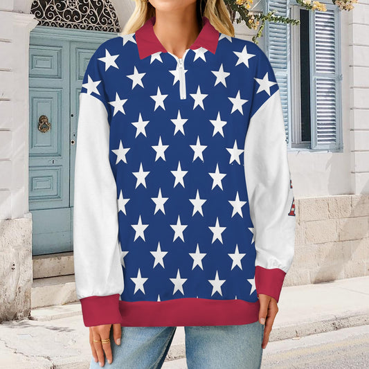 USA/American Flag Women's Quarter Zip Pullover Sweatshirt
