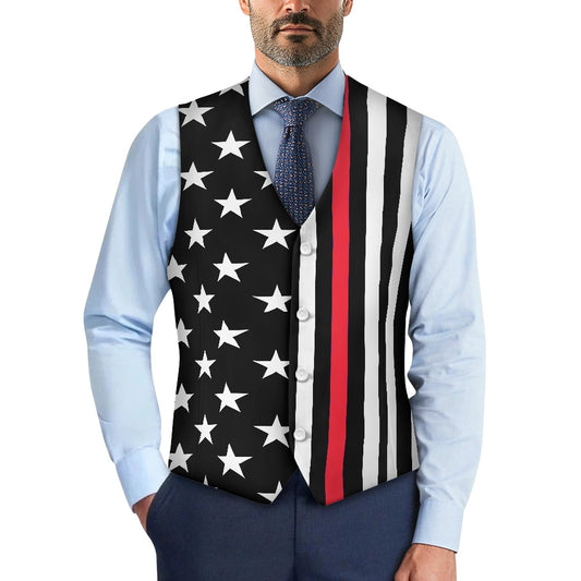 Thin Red Line Flag Inspired Suit vest jacket
