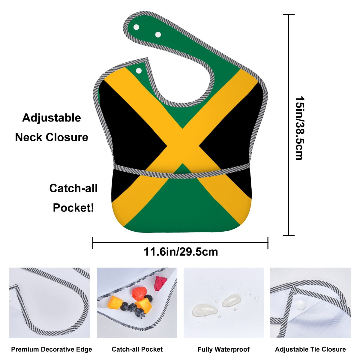 Jamaica Flag Inspired Baby Bib