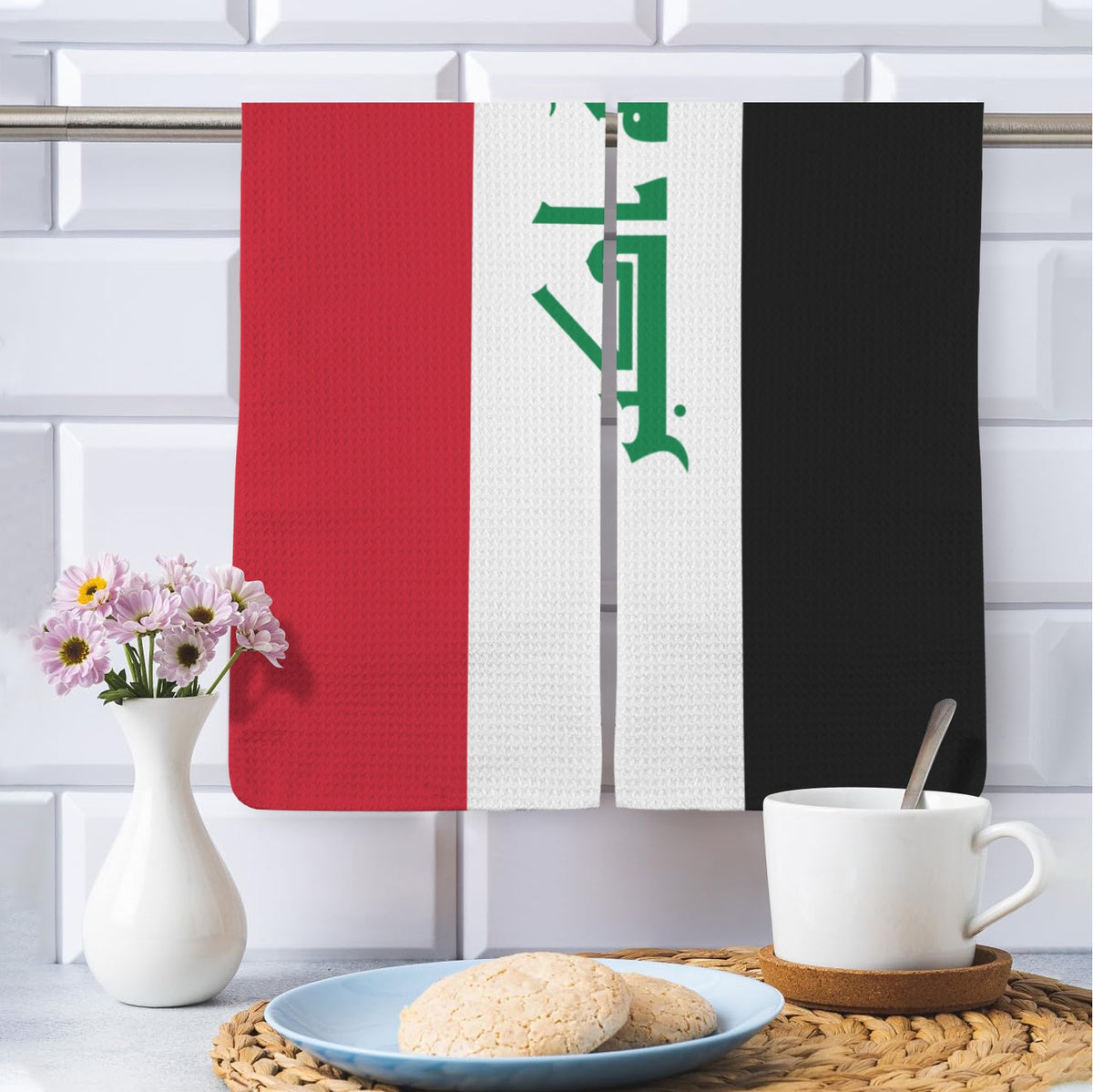 Iraq Flag Inspired Kitchen Towel 40X60cm Pack of 2 | Printed In the USA
