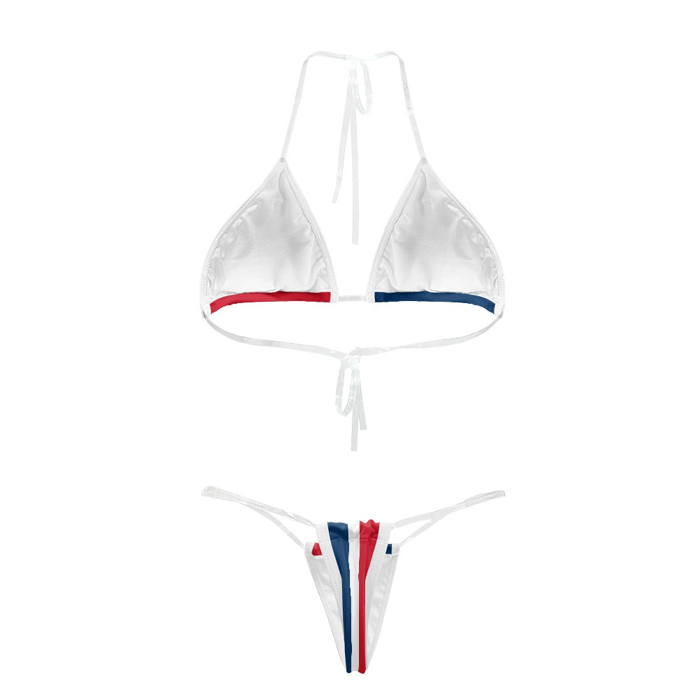 Dominican Republic Flag Inspired Transparent String Bikini