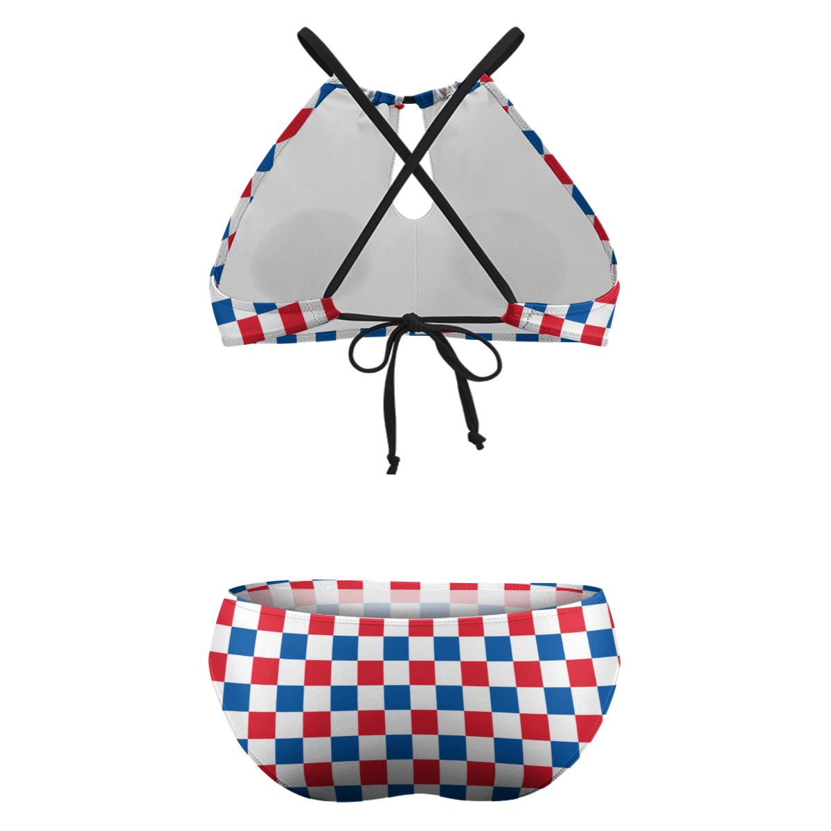 USA/American Flag Inspired Checkered Pattern Plus Size High Waisted Bikini
