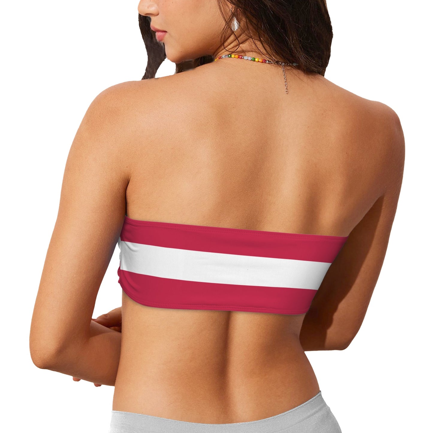 Confederate States Stars and Bars Flag Inspired Chest Wrap Bikini Top (Model S36)