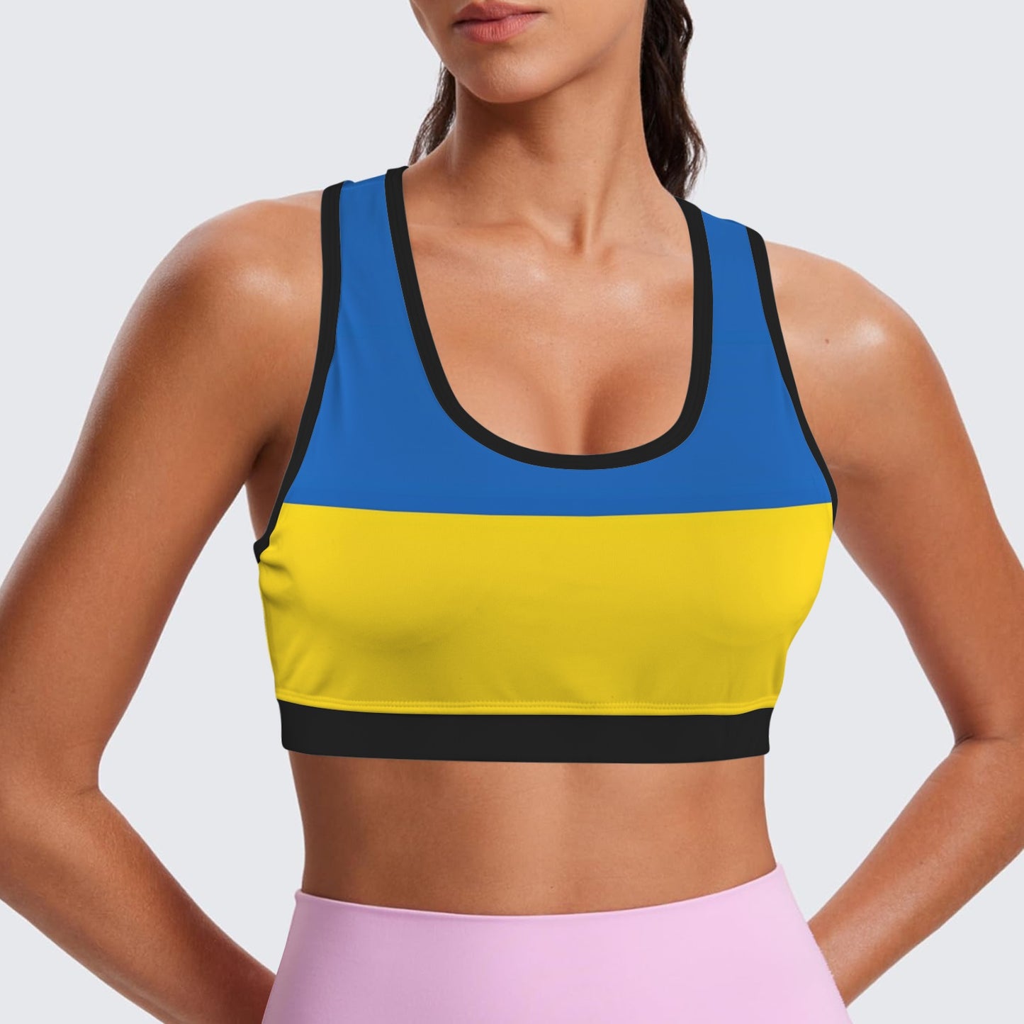 Ukraine Flag Racerback Sports Bra