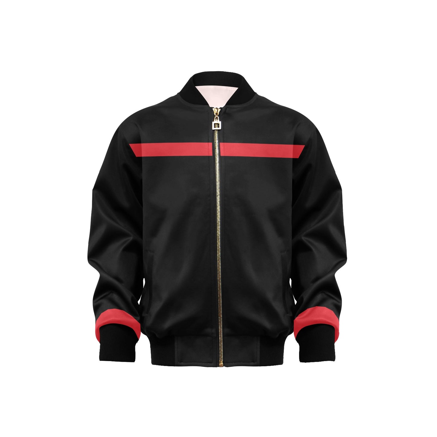 Thin Red Line Flag Inspired Kids' Bomber Jacket with Pockets
