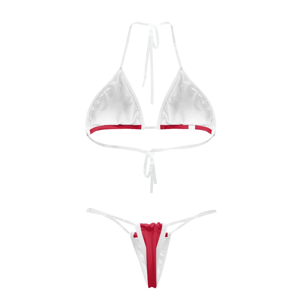 Denmark Flag Inspired Transparent String Bikini