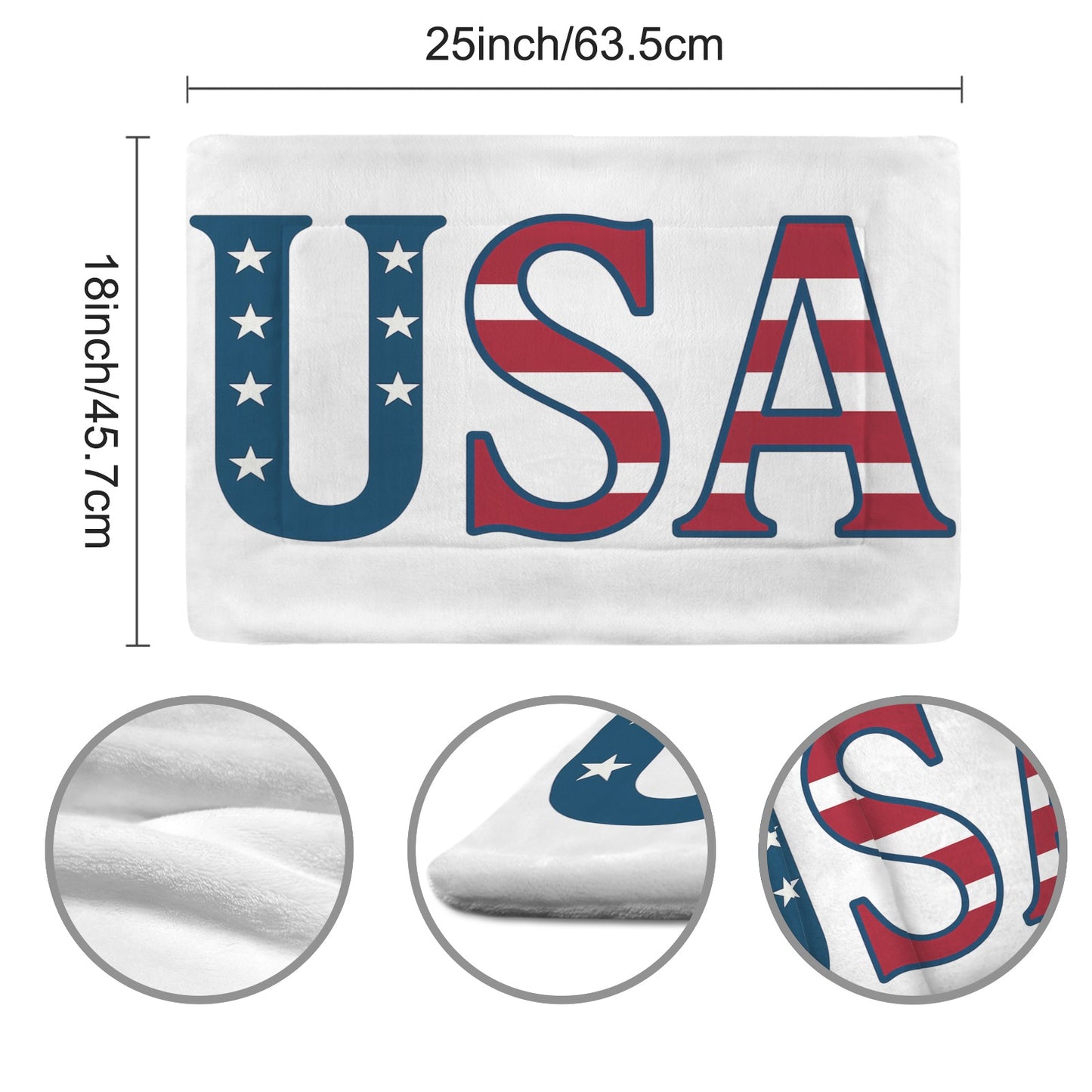 USA/American Flag Inspired "USA" Pet Mat 25x18inch (Made in the USA)