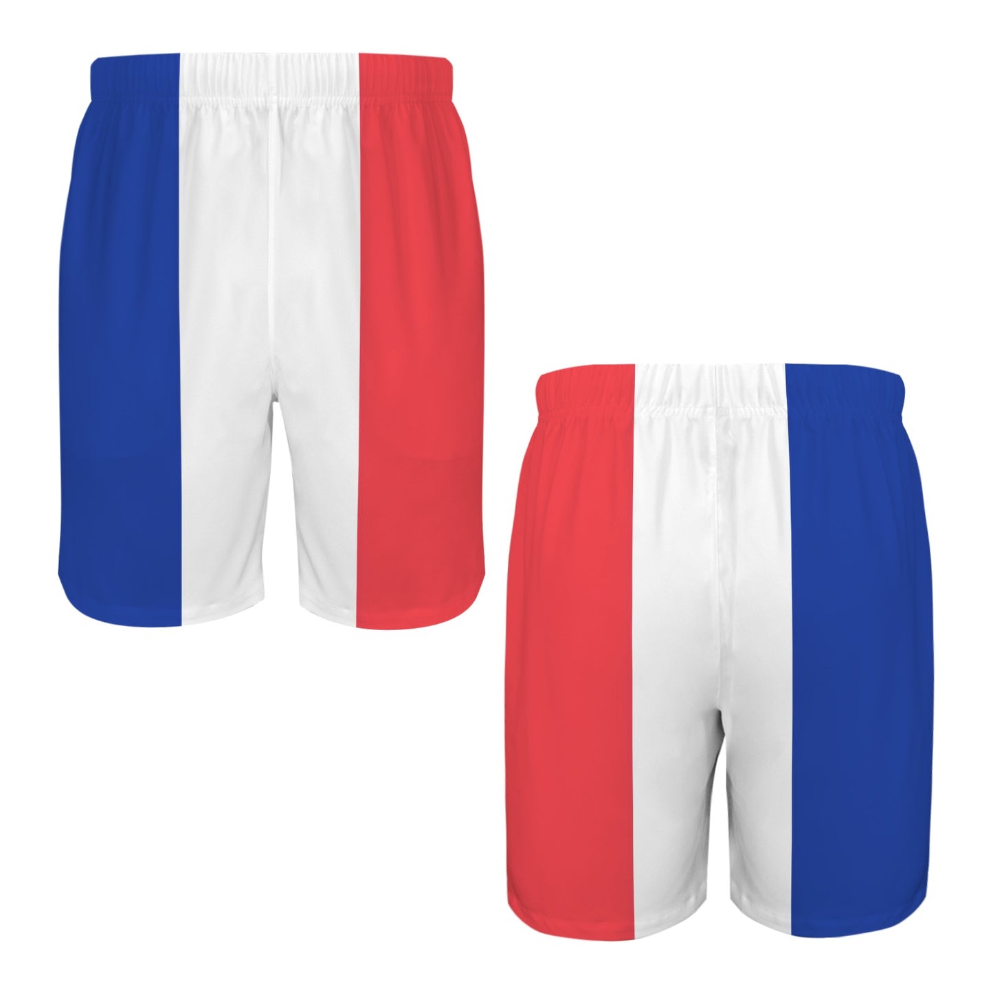 France Flag Inspired Men’s Draw String Pocket Beach Shorts Printed in the USA
