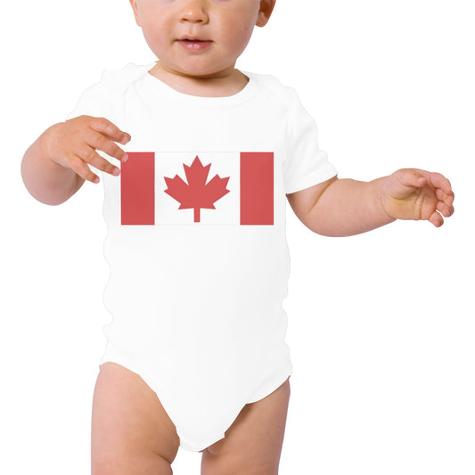 Canada Flag Baby Short Sleeve Unisex Bodysuits（Made in USA）