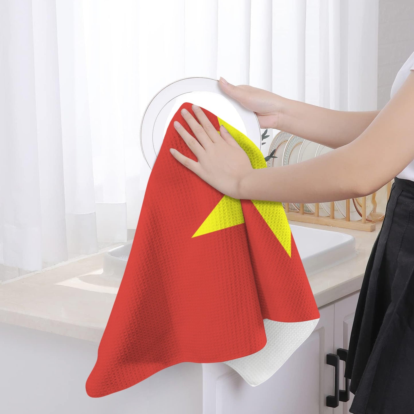 Vietnam Flag Inspired Kitchen Towel 40X60cm (Pack of 2) (Made in the USA)