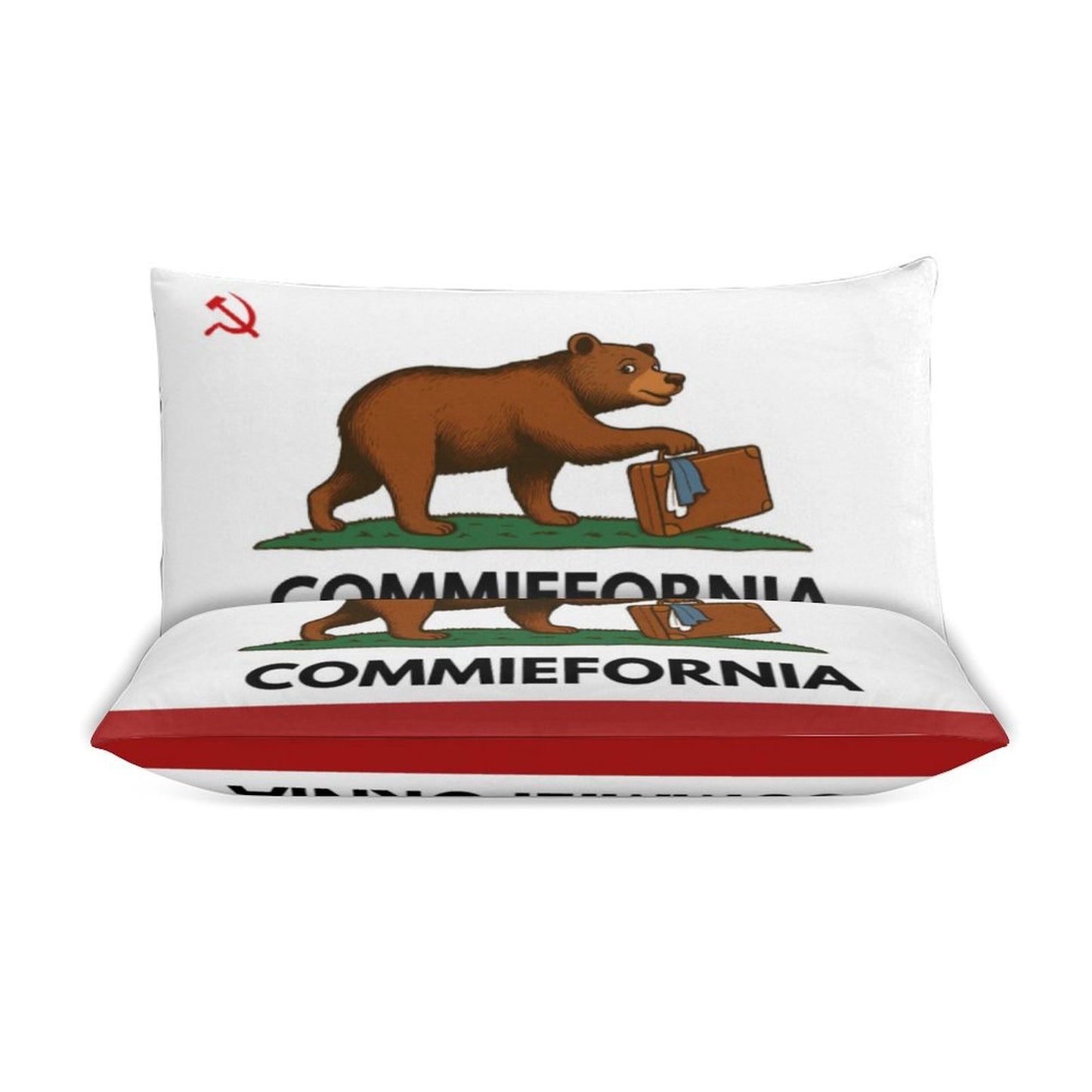 California Flag Inspired (COMMIEFORNIA) 3-Piece Bedding Set (1 Duvet Cover + 2 Pillow Shams) – 102"×90"