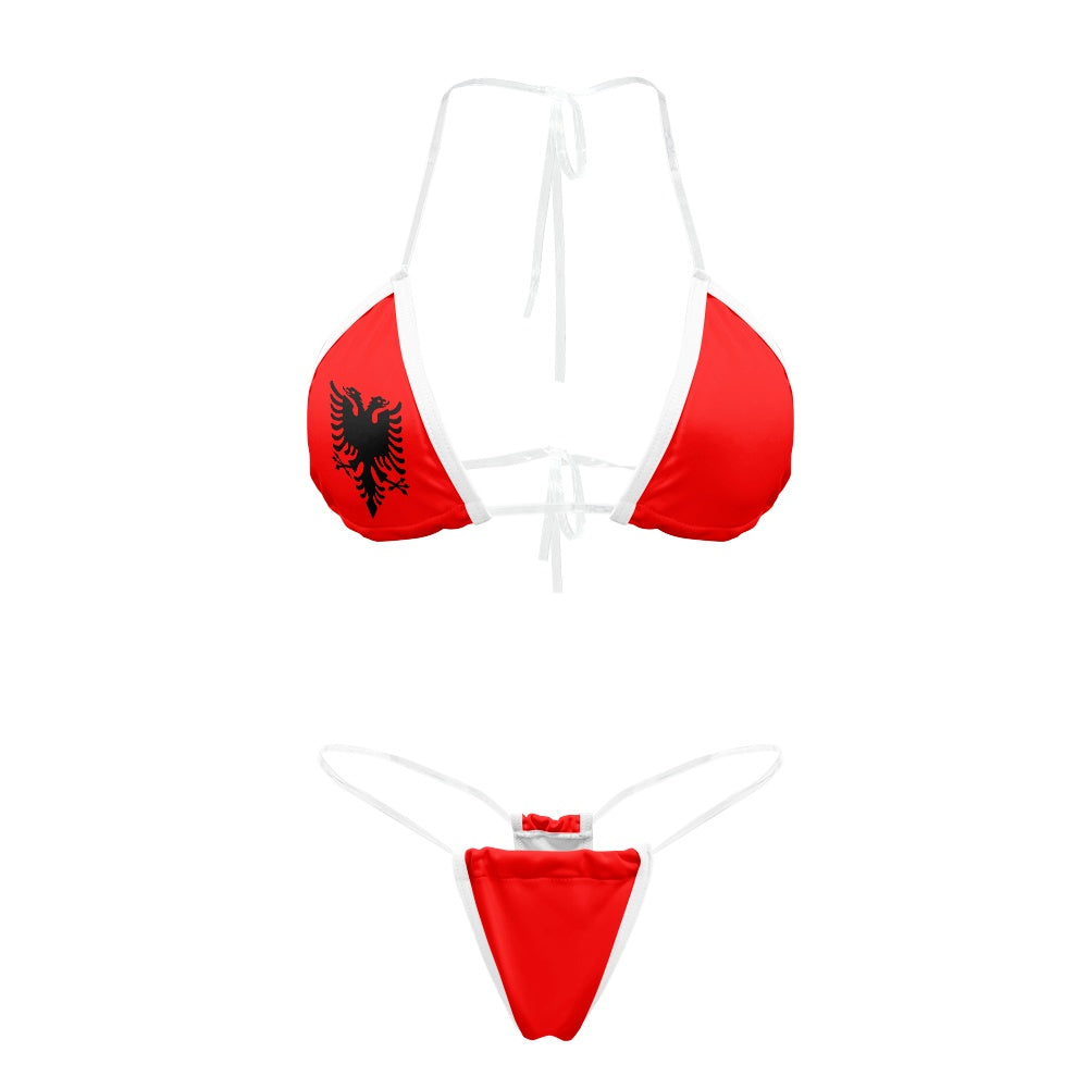 Albania Flag Inspired Transparent String Bikini