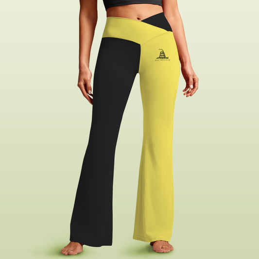 Gadsden Flag Inspired Women's V-Crossover High Waisted Flare Leggings