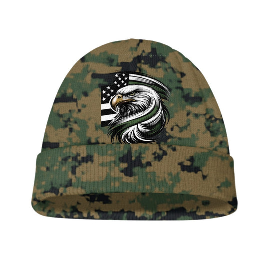 Thin Green Line Flag Inspired Eagle on Digital Camo Kids' Beanie