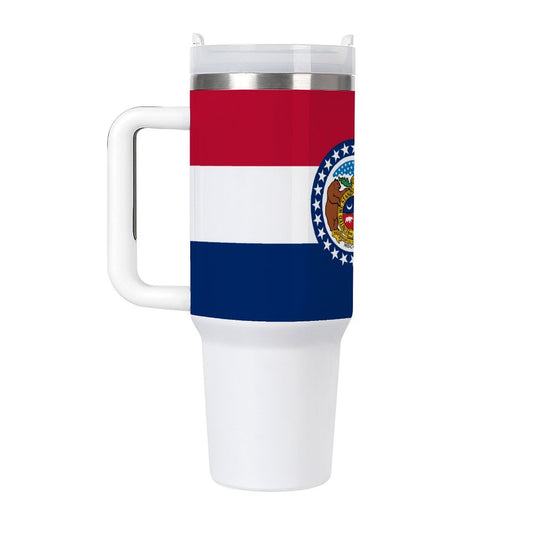Travel mug with Missouri flag design by [Brand].
