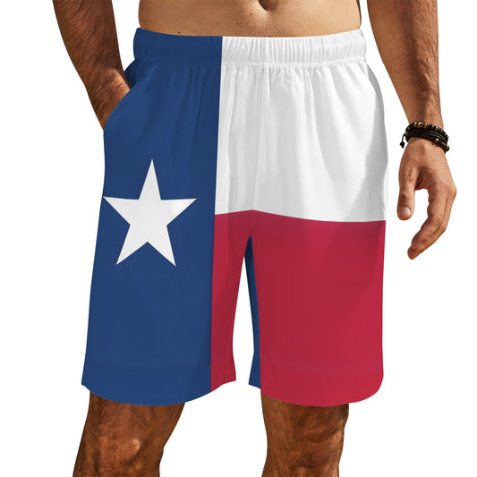 Texas Flag Inspired Men’s Draw String Pocket Beach Shorts Printed in the USA