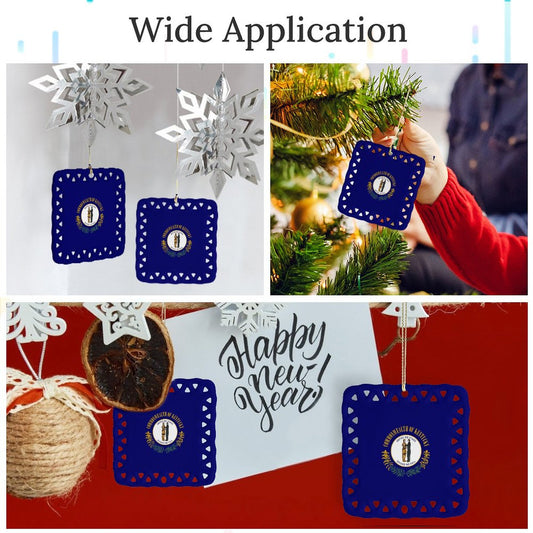 Kentucky Flag Inspired Square Ceramic Ornament Made in the USA