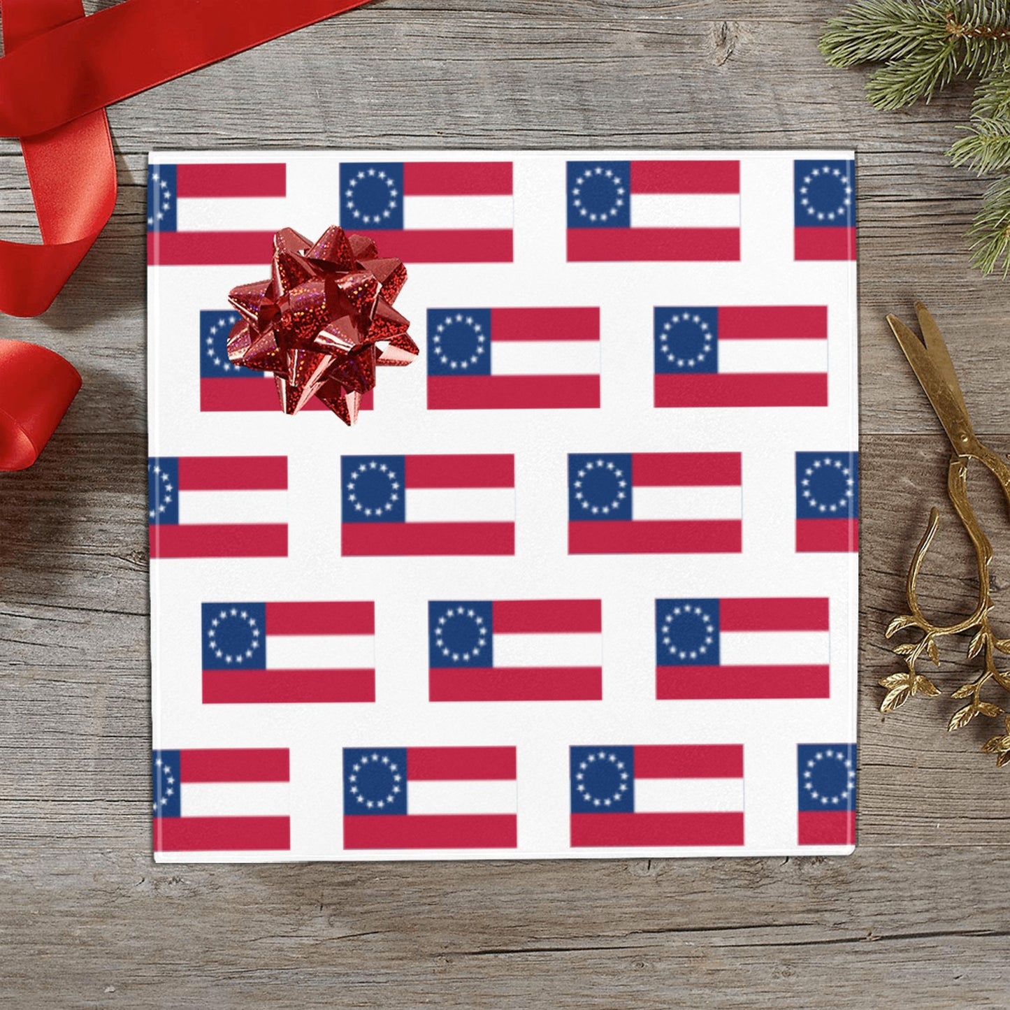 Confederate States Flag Inspired Custom Gift Wrapping Paper 58"x 22.5" (4 Rolls)