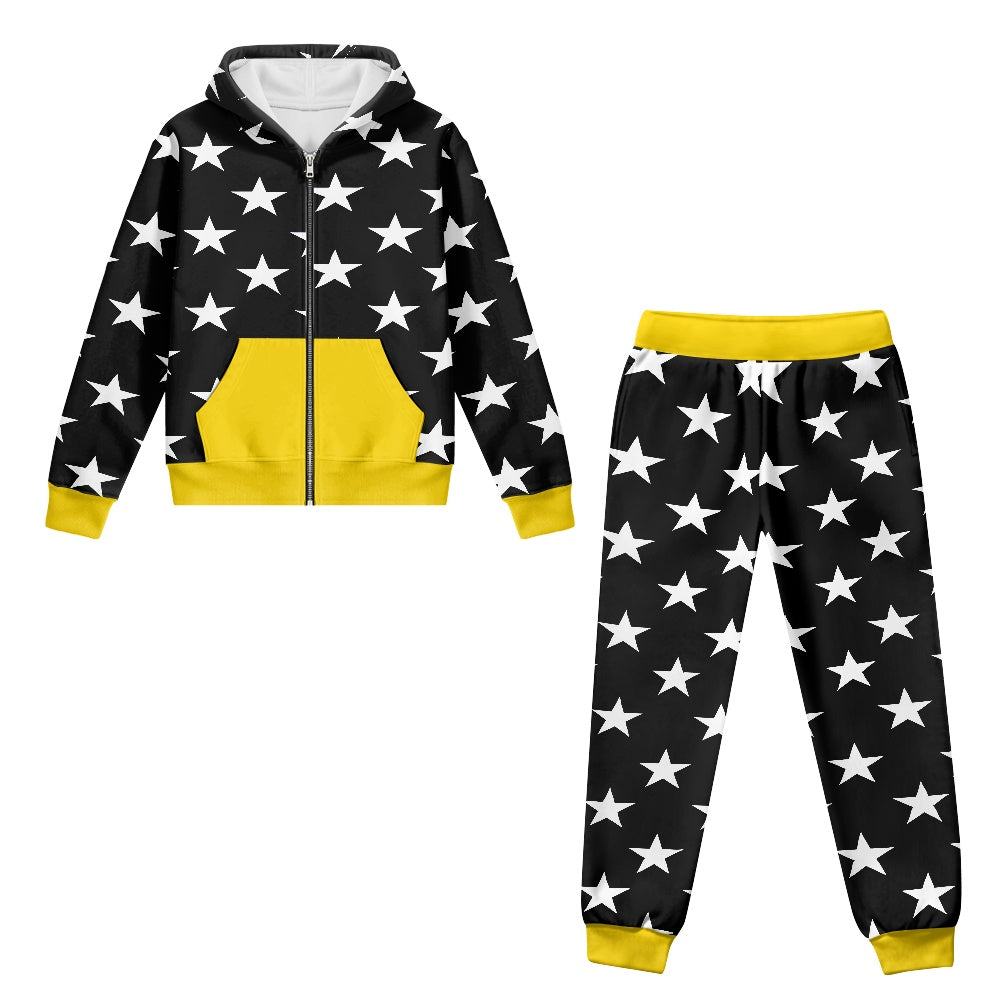 Thin Gold Line Flag Inspired Unisex Kid's Zippered Sportswear Suit