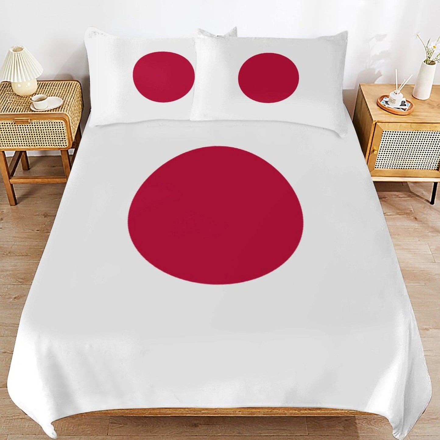 Japan Flag Inspired 3-Piece Bedding Set (1 Duvet Cover + 2 Pillow Shams) – 102"×90"