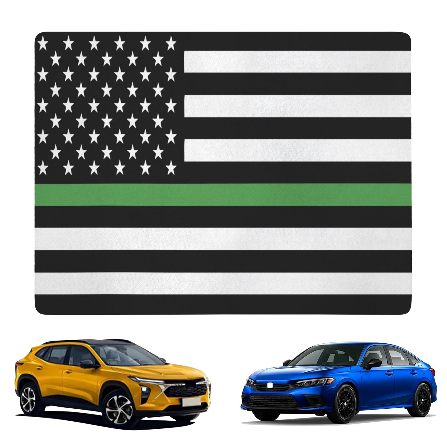 Thin Green Line Flag Inspired Car Trunk Mat 100 × 75 cm / 39.4 × 30 in Printed in the USA