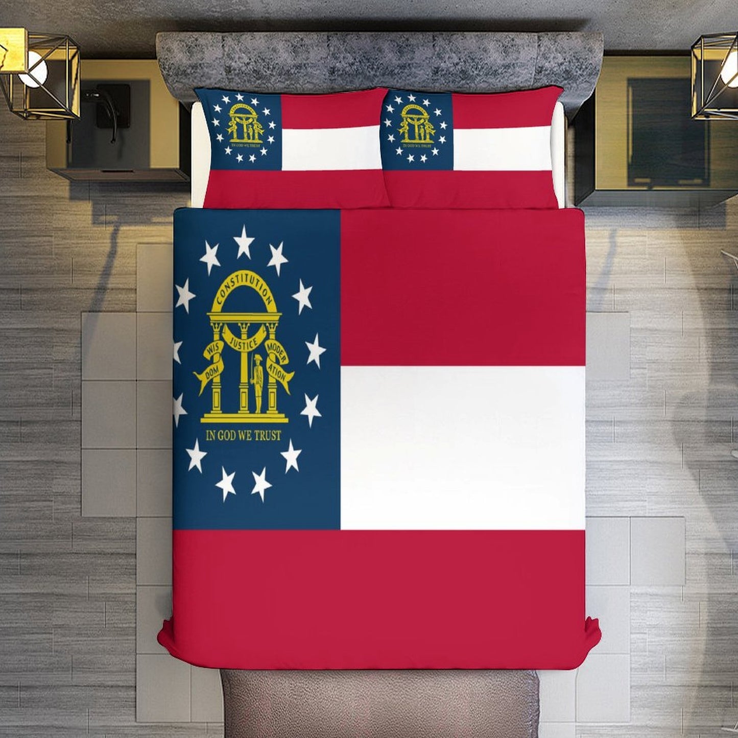 Georgia Flag Inspired 3-Piece Bedding Set (1 Duvet Cover + 2 Pillow Shams) – 102"×90"