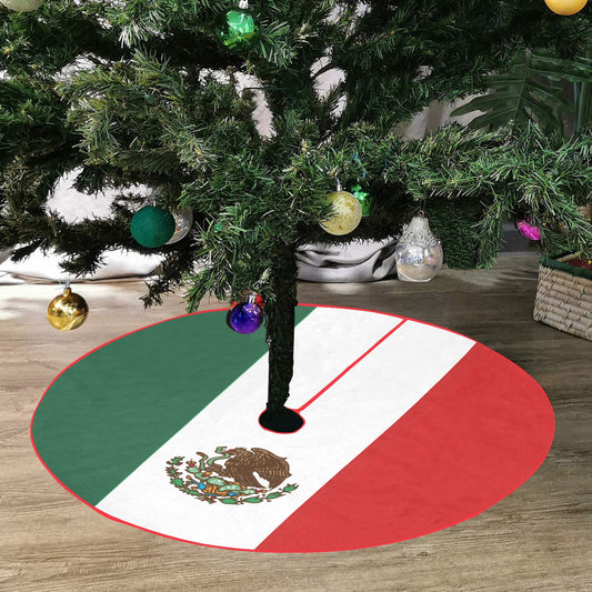 Mexico Flag Inspired Thick Christmas Tree Skirt 47" x 47"