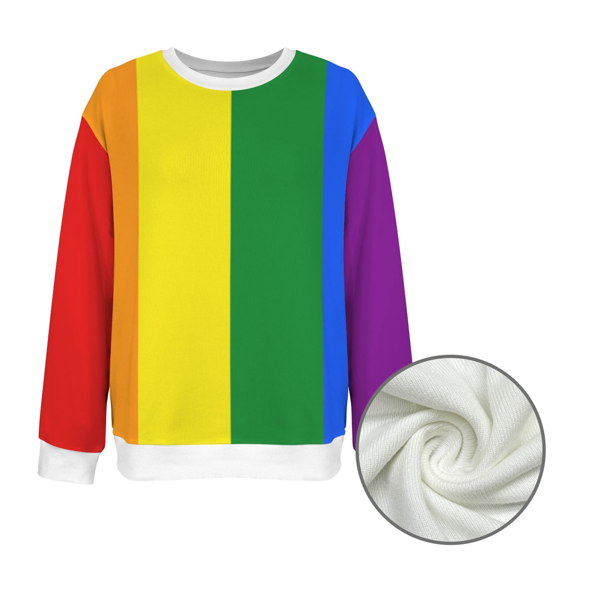 Rainbow Flag Inspired Women's Crew Neck Sweater Printed in the USA
