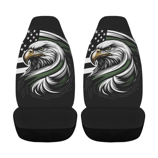 Thin Green Line Eagle Car Seat Cover Airbag Compatible(Set of 2)