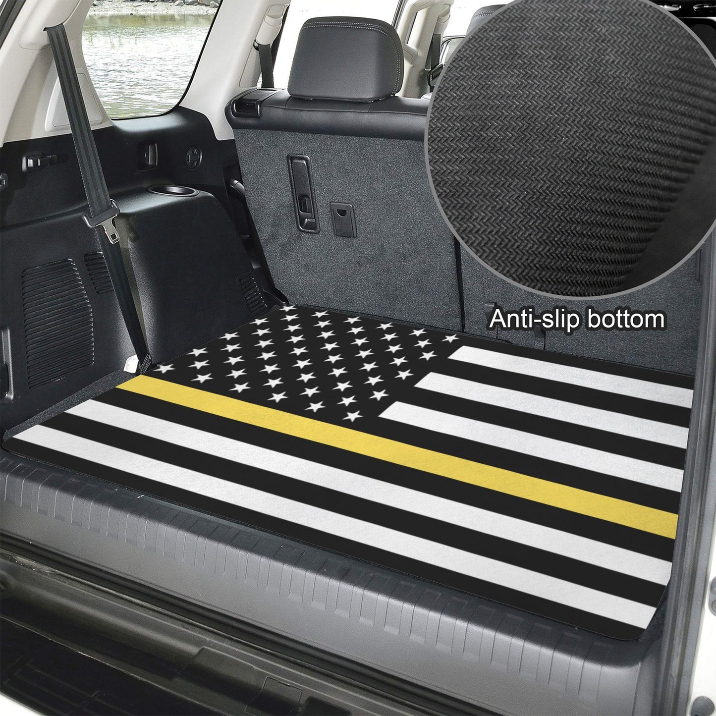 Thin Gold Line Flag Inspired Car Trunk Mat 100 × 75 cm / 39.4 × 30 in Printed in the USA