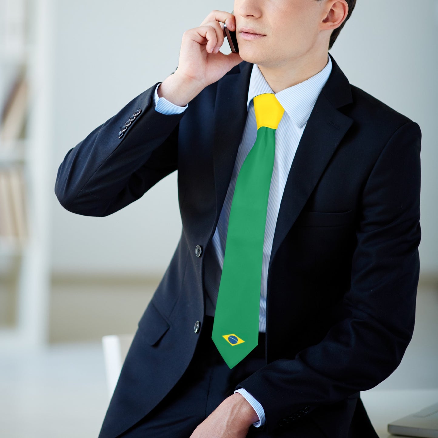 Brazil Flag Inspired Classic Necktie (Two Sides)